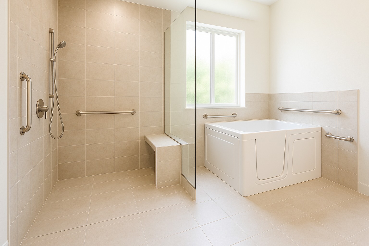 Tub-to-Shower Conversion for a Safer, More Open Bathroom